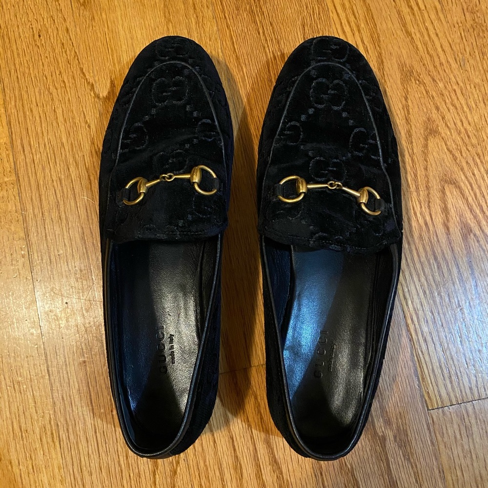 Gucci Jordaan Navy Velvet Loafer